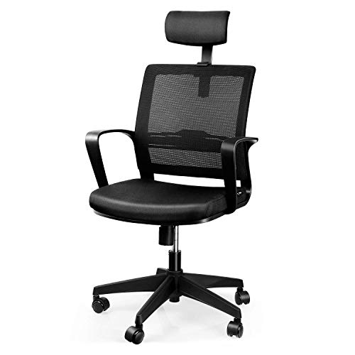 Preisvergleich Produktbild INTEY Bürostuhl Ergonomischer Schreibtischstuhl, Drehstuhl, Meetingraum Stuhl, Sitzhöhe und Wippfunktion, Belastbar bis 110kg, Schwarz
