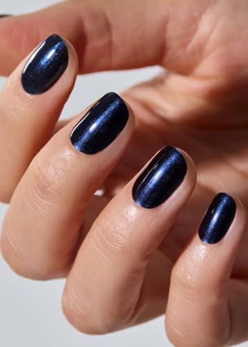 Image of ohora Semi Cured Gel Nail Strips (N Navy Chrome) - Works with Any Lamps, Salon-Quality, Long Lasting, Easy to Apply & Remove - Includes 2 Prep Pads, Nail File & Wooden Stick