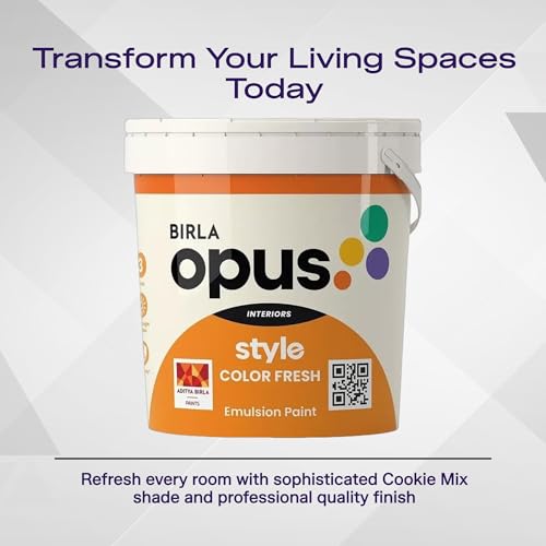 Image of Birla Opus Style Color Fresh Interior Emulsion Paint (20L, Kerala Moon Color, Smooth Matte Finish)-Fade, peel-off and Chalking resistant-For Bedroom, Living room, Interior Walls