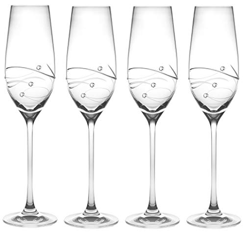 Hot Deals Barski - Handmade Glass - Sparkle - Champagne Flute Glass - Decorated with Real Swarovski Diamonds - Gift Boxed - 7 oz. - Made in Europe - Set of 4 ❤ Crazy Deals Barski - Handmade Glass - Sparkle - Champagne Flute Glass - Decorated with Real Swarovski Diamonds - Gift Boxed - 7 oz. - Made in Europe - Set of 4