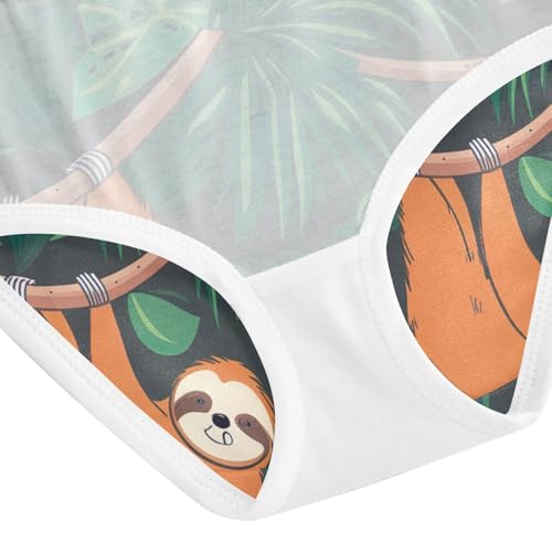 Tropical Sloths Green Toddler Girls Panties, Cotton Underwear for Girls, 2T–8 Years4