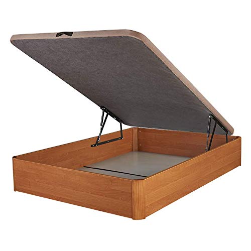 DHOME Canape abatible Tapizado 3D monocromático con Apertura Normal o Lateral Varias tonalidades 4 válvulas Esquinas canapé Madera (135x190 22mm, Cerezo)