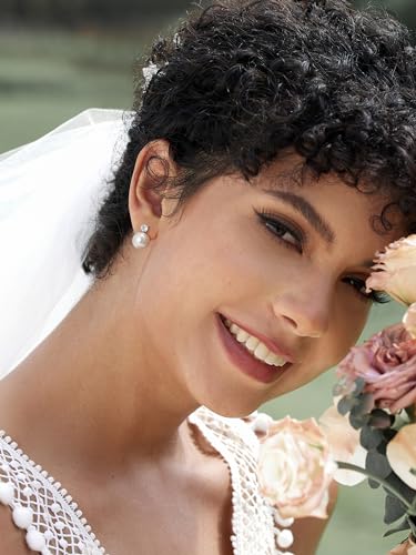 SWEETV Minimalist Pearl Drop Dangle Earrings for Women, Elegant Wedding Bridal Stud Earrings for Brides Bridesmaids,Prom Jewelry Gifts4