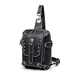 Womens Crossbody Fanny Pack Sling Bag Cell Phone Purse Leather Casual Daypack Sport Chest Satchel for Women（Skull)