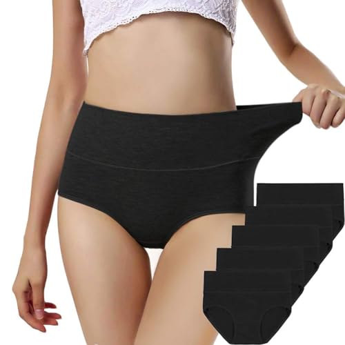 Image of ANNYISON Womens Underwear, Soft Cotton High Waist Breathable Solid Color Briefs Panties for Women