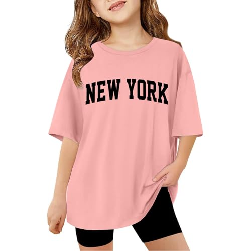 New York Tshirts for Girls Baggy Letter Graphic Casual Crewneck Short Sleeve Shirt Oversized Trendy Tee Tops
