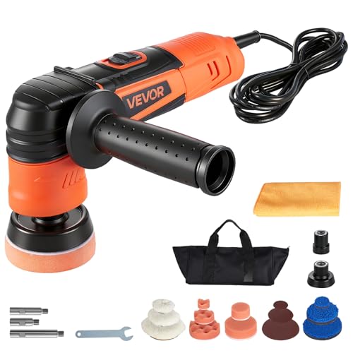 VEVOR Car Buffer Polisher 1.2/2/3 Rotary Polisher Buffer 600W 6 Variable Speeds 1000-4500RPM Car Polisher Waxer Kit for Cars Detailing Waxing Polishing Scratch Removal