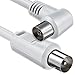 Produktbild Antennenkabel gewinkelt 5,0 Meter 2X geschirmt Koax-Stecker > Koax-Buchse 90° Koax Weiss St-Ku (1xWinkel) 75db