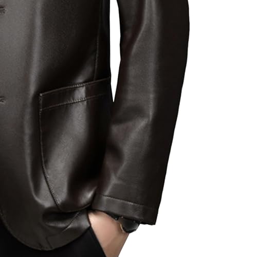 Chaqueta de cuero para hombre estilo casual con bolsillos miniatura 3