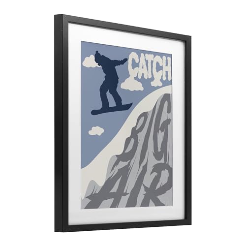 Affiche Snowboard Grey Stupell cadre en verre décoration murale sport