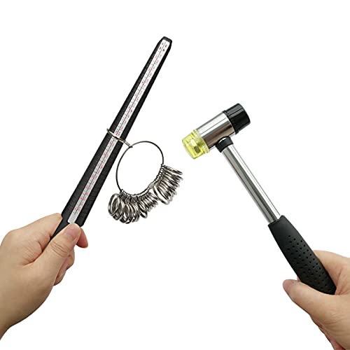 Ring Measuring Tool Set With Mallet - Jewelry Rubber Hammer Plastic Ring Mandrel Sizer Metal Ring Finger Sizer Gauge Us Size 27 Pcs #TOP4