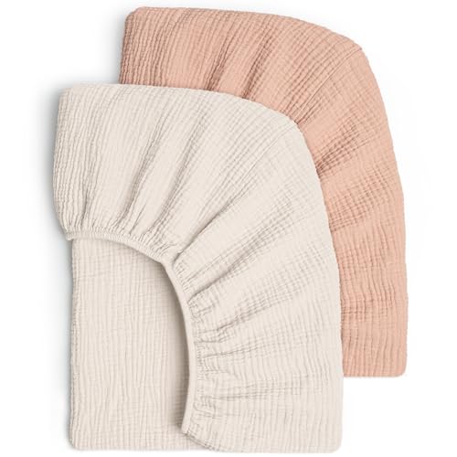 Image of Lulu Moon Muslin Crib Sheets - Fitted Crib Mattress Sheets for Boys and Girl - 28"x 52", 2 Pack