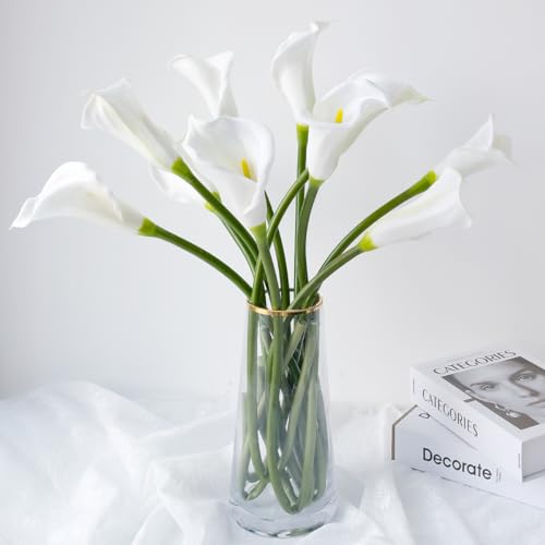 Zytuyo H006-MTL White Calla Lily Artificial Flowers 6 Pcs Real Touch Large Fake Floral 25'' Silk Calla Lilies Bouquet cover