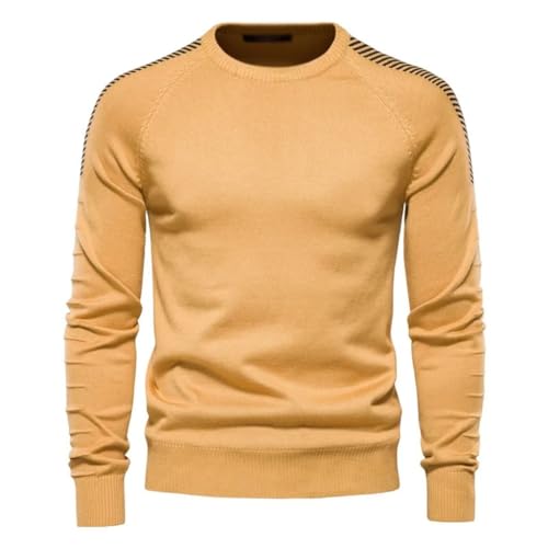 Pull patchwork homme col rond slim et tricoté chaud pour hiver