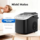 Acmeenjoy Maszyna do Lodu 12KG/24H, Samoczyszczenie, Zbiornik 1.2L, 2 Rozmiary Kostek Lodu (S/L), Wskaźniki Pełny Pojemnik & Brak Wody, Kompaktowa do Kuchni/Biura/Imprez, Czarny