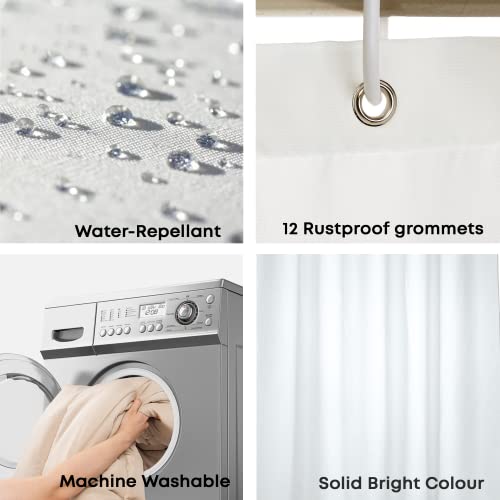 Blue Canyon Extra Long Shower Curtains | 100% Polyester Shower Curtain | Anti-Bacterial Surface Treatment | Water Repellent| Weighted Hem | 180 X 220cm | 12 Reinforced Eyelets with Hooks (White) - Cosy Home Interiors Blue Canyon Extra Long Shower Curtains | 100% Polyester Shower Curtain | Anti-Bacterial Surface Treatment | Water Repellent| Weighted Hem | 180 X 220cm | 12 Reinforced Eyelets with Hooks (White) - Image 2