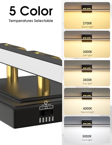 Image of VOLISUN Modern Bathroom Vanity Light 39.4 inch, Rotatable, 24W Dimmable 5CCT Led Bathroom Light Fixture Over Mirror, Black Gold Bar Vanity Light for Bathroom Mirror Cabinets-ETL Certificated