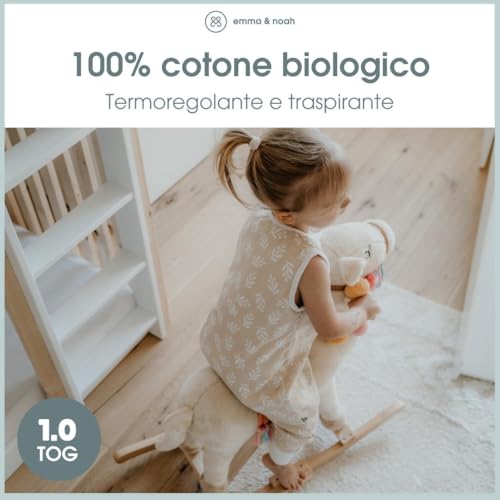 Emma & Noah Sacco Nanna Con Piedi, 1.0 Tog, Per Tutto L'anno Con Gambe, Per Primavera, Estate E Autunno, 100% Cotone Biologico, Certificato Oeko-Tex (Fiore Berry, 70 Cm) - 5