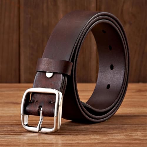 3.8Cm Stainless Steel Buckle Belt Vintage Cowskin Man's Leather Belt4