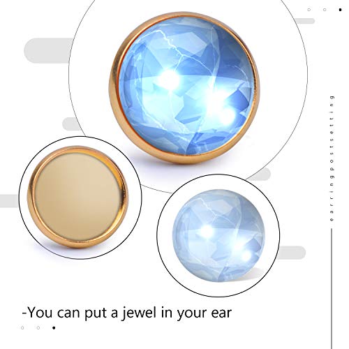 Bronagrand 30 Pieces Stainless Steel Stud Earring Cabochon Setting Post Cup For 12Mm And 30 Pieces Clear Rubber Earring Safety Backs #TOP6