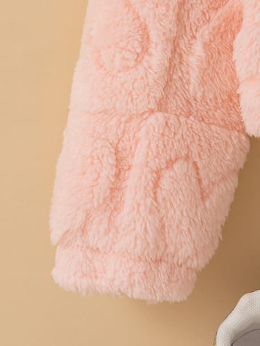 Girl's Cute Heart Pattern Fleece Full-Zip Jacket Long Sleeve Sherpa Outerwear Coat4