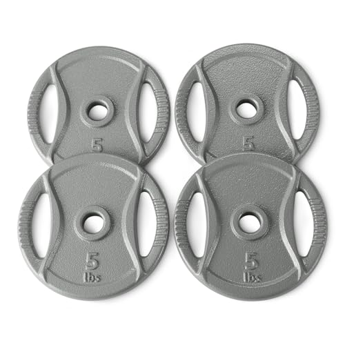 Amazon Basics 1-Inch Grip Weight Plates 5 lb Strength Training Home Gym 4 Pack