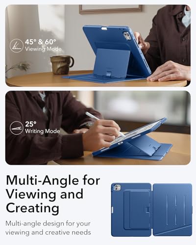 Coque iPad Pro 11 M4 M5 ESR avec support vertical multi-angles et porte-stylet bleu