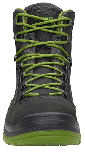 LOWA Sicherheitsschuhe Renegade Work GTX Green Mid S3S CI, Damen und Herren, Leder/Textil, Stahlkappe, leicht, sportlich 42, Schwarz-Grün
