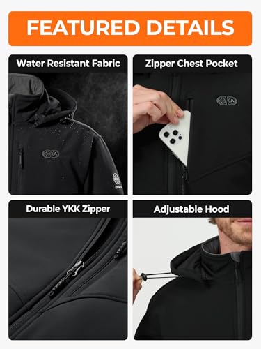 Image of Men's 5-Zone Dual-Control Heated Jacket with Sleeve Heating and Battery | Water&wind resistant softshell, battery included, machine washable, detachable & adjustable hood, built for cold days
