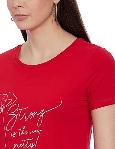 Image of Amazon Brand - Symbol Women's Graphic Cotton Stretch Half Sleeve Round Neck Regular Fit T-Shirt (Tunic Length)