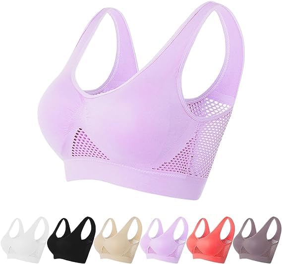 2024 Upgrade Sports Bras for Women, Breathable Cool Liftup Air Bra Large Size Padded No Underwire Full Support Everyday Bra