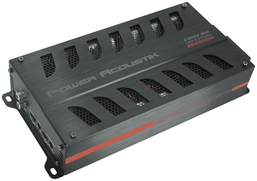 Power Acoustik SB2-2000D 2000W Max 2 canales Clase D Amplificador de coche, 2 ohmios estable, diseño...