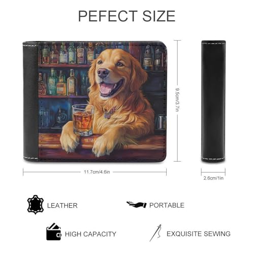 Retriever Dog Humor Bar Bifold Wallet for Men Women PU Leather Slim Purse Pocket Wallet with Card Holder2