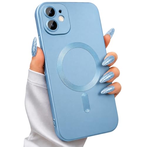 Image of DIZORO Magnetic Case for iPhone 12 Cover [Compatible with MagSafe][Built-in Camera Lens Protector] Slim Soft Silicone Bumper Shockproof Metallic Luster Back Cover Phone Cases (Sierra)