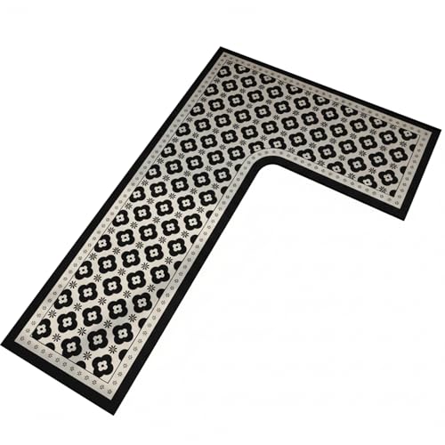Tapis d'angle lavable en L avec surface résistante à l'eau et à l'huile
