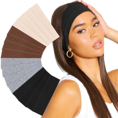 Image of DRESHOW 16 Pcs Sports Headbands for Women Non-Slip Stretchy Fashion HairBand Curly Hair Headband Soft Hair Accessories for Daily Wear Workout Yoga Running