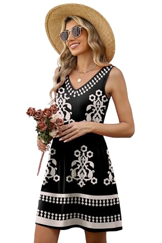 Image of WIHOLL Summer Dresses for Women 2026 Casual V Neck Sleeveless Tank Dress Beach Sundresses with Pockets