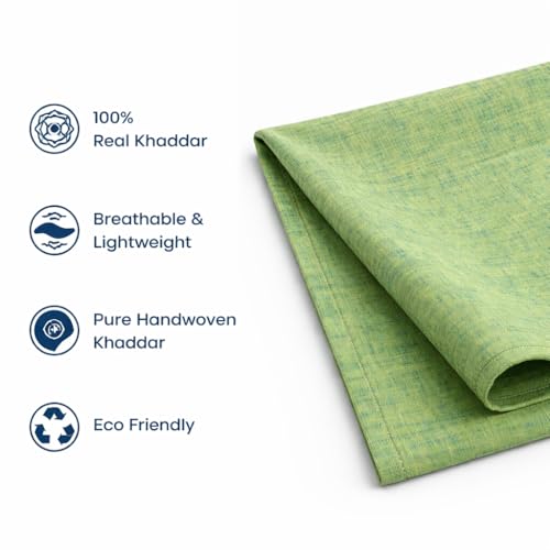 Image of Unstitched Cotton Fabric for Men and Women - Light Weight Trending Self Pattern Khadi Cotton Fabric Material (3.5 Meter, Greenish Yellow)