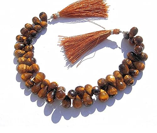 Tiger Eye Faceted Tear Drop en fil de 4 inches, briolettes de qualité supérieure