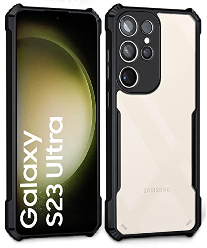 Image of WOW IMAGINE Shock Proof Clear Protective Back Case for Samsung Galaxy S23 Ultra 5G - AirEDGE Technology | 360 Degree Camera Protection | Transparent Hybrid Back Case Mobile Cover - Black