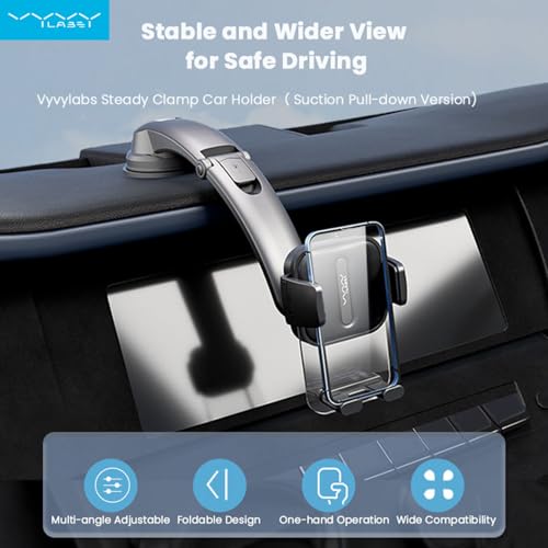 Car Phone Mount Dashboard & Windshield, Super Suction Cup Phone Holder for Car, 360° Rotatable Adjustable Anti-Shake Car Phone Mount Compatible with iPhone Samsung All Smartphones & All Vehicles — view 2