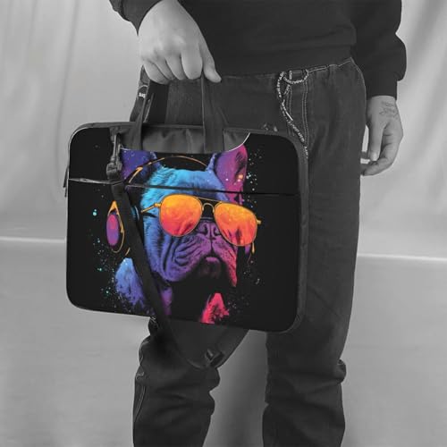 Maletín para portátil impermeable de 14 pulgadas con diseño French Bulldog Neon miniatura 2