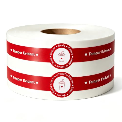 Safe Secure Tamper Evident Stickers for Drink Lids 1x9 Inch - 500 Pcs Tamper Proof Stickers Food Delivery Labels for Coffee Cups, Tamper Seal Stickers（Red）