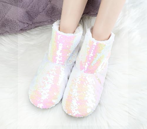 Image of Panda Bros Womens Ballerina Sequin Slippers, Bling House Slippers With Grippers