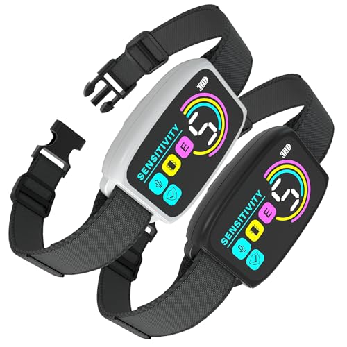 Meloive Collier Anti Aboiement Chien, Lot de 2, Détection Intelligente des Aboiements, 4 Modes Vibration/Choc Statique/Son, 8 Niveau d'intensité, Rechargeable pour...