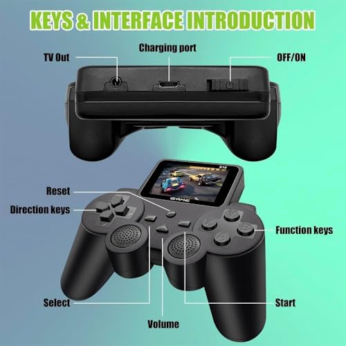 Amisha Gift Gallery 500 in 1 Handheld Game Console for Kids, Retro Video Game Player with Rechargeable Battery, TV Connect Portable Pocket Gaming Device with Controller, Classic Arcade Games for Boys 8 41H+DmzsYuL
