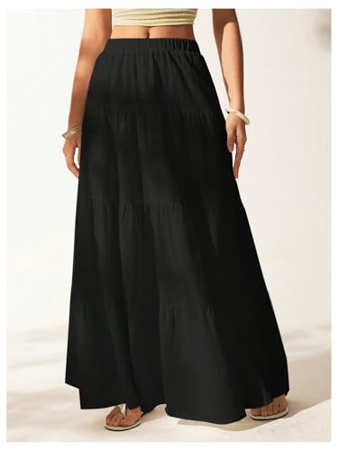 SOLY HUX Women's High Waisted Ruffle Maxi Skirts Tiered Layer Summer Swing Flowy Skirt3