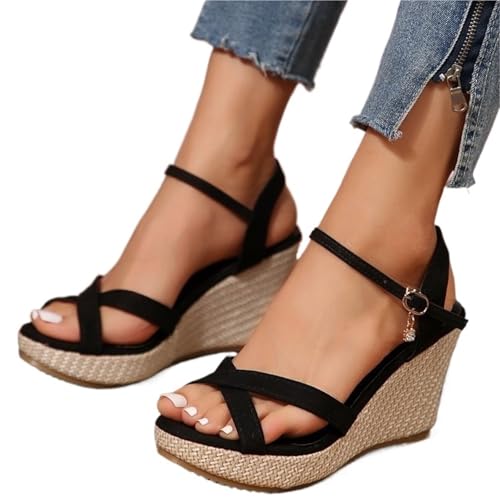 Fashion Wedge Sandals For Women Summer Casual Non-slip Peep Toe Platform Shoes Rubber Sole Buckle Elegant Heel Woman Sandale