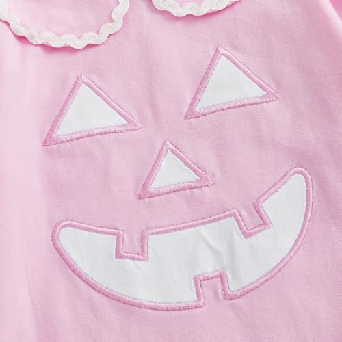 Baby Girl Halloween Outfit Pumpkin Face Plaid Peter Pan Collar Long Sleeve Bubble Romper Bodysuit Newborn Fall Clothes4