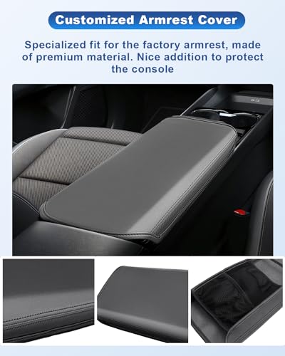 Image of CDEFG for 2024 2025 2026 Chevy Blazer EV Center Console Cover for 2024 2025 2026 Chevrolet Blazer EV LT /RS Accessories Armrest Cover Blazer EV Middle Console Pad Arm Rest Cushion (Black Leather)